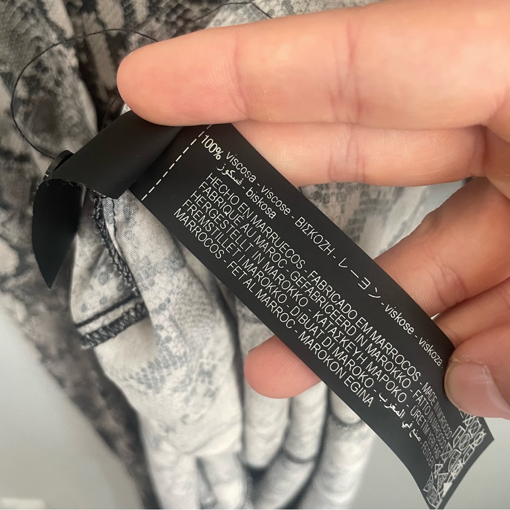 Zara Snake Print Maxi Shirt Dress Black Gray Animal Print Women’s XS - Picture 12 of 14